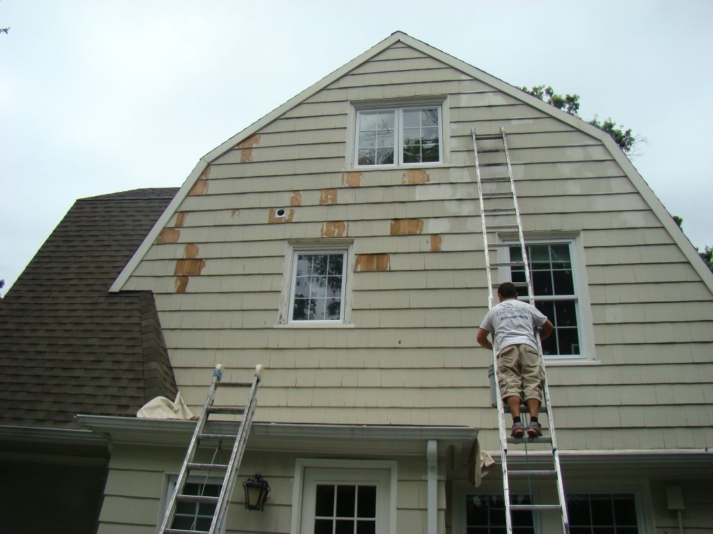 In process- Painting Cedar Shingles in Westfield NJ